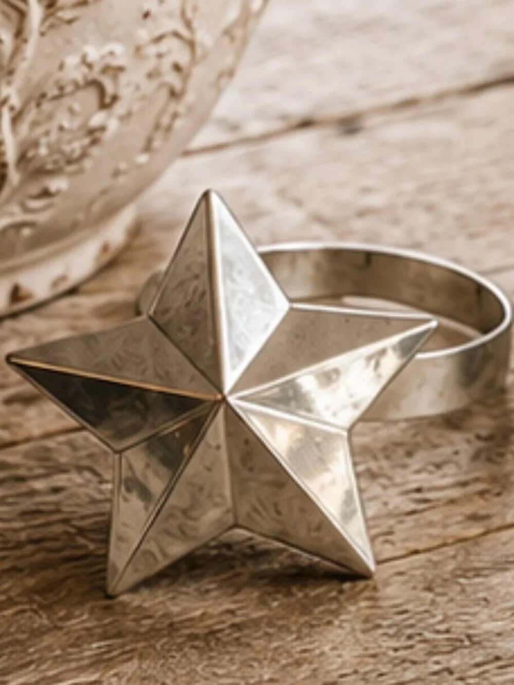 8 Rare Vintage Whimsical Celestial & Western Shapes Silver Plated Napkin Rings
